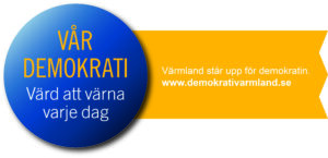 Logotype Värmland demokrati 100 år med webbadress