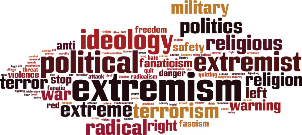 Bild Extremism word cloud concept. Vector illustration